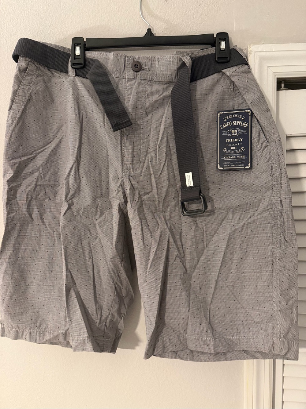 Trilogy Men's Gray Dot Flat Front Casual Shorts
